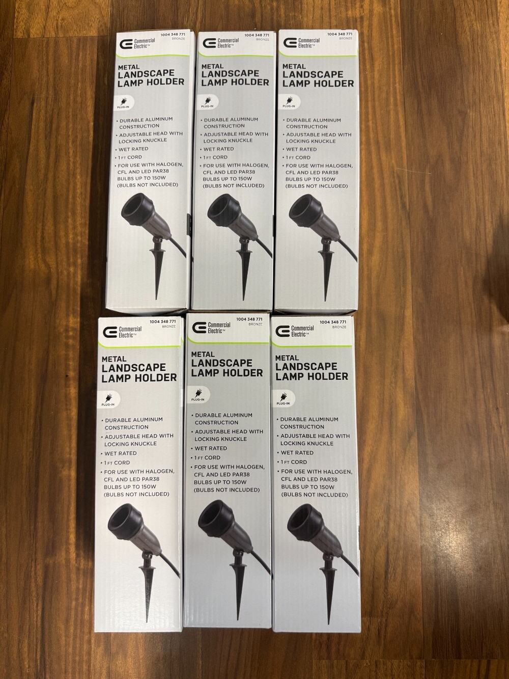 6 PACK - BRONZE METAL Commercial Electric CE Outdoor Spot Light Lamp Holder NEW